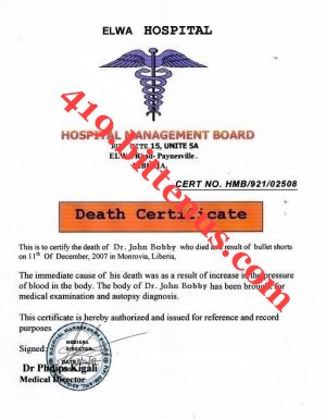HERE IS THE DEATH CERTIFICATE OF MY LATE FATHER DR